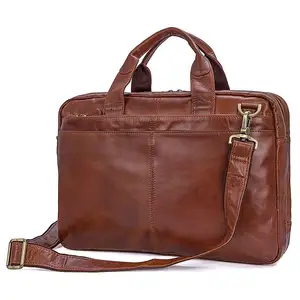 Bolsa de sacola de couro masculina, autêntica, personalizada, marrom, europeu, vintage, para laptop de 15 polegadas, venda imperdível