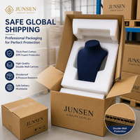 Présentoir à Colliers en Velours Bleu Marine JUNSEN, Buste en Bois Massif, Support à Bijoux, Service de Fabrication de Moules, Modèle JUNSEN-F1-04 pour Magasin