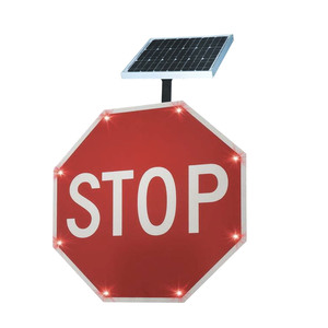 Panneau d'arrêt solaire lumière rouge croix route rue dépassement panneau <span class=keywords><strong>intersection</strong></span> de panneau de signalisation - Product Image 1