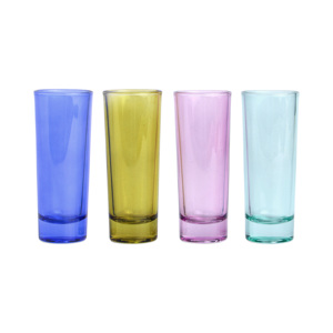 Juego de 4 vasos de chupito multicolor Gracie, vasos de vidrio de colores para cócteles, para uso en fiestas - Product Image 1