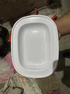 White Rectangular <b>Enamel</b> Pie Dish Green Rim Oven and Dishwasher Safe <b>Baking</b> <b>Tray</b> Serving Plate - Product Image 4