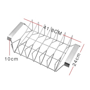Buiten- en binnenkippenvlees- en BBQ-ribrek van roestvrij staal, braadrek voor gasgrill, keukenrotisserie voor kamperen - Product Image 2