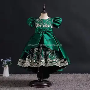 2024 Factory wholesale cheap teen lace sleeveless Evening dress floral mesh children's dress girl Princess wedding dress