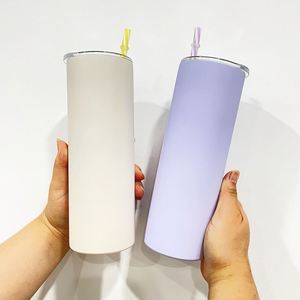 Skinny Matte Straight 20Oz Stainless Steel Double Wall Blank Sublimation Tumbler With Straw - Product Image 4