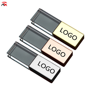 Promotional Glass Transparent Flash Drive Clear USB Memory Stick Custom Logo Usb Stick With Box