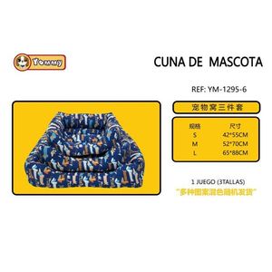 Set Letto per Animali Domestici in Tre Pezzi Imbottito in Cotone Modello YM1295 - Product Image 1
