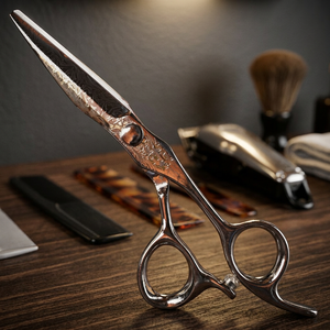 Ciseaux de coiffure professionnels ergonomiques en acier inoxydable à bords tranchants pour droitiers avec manche long pour usage en salon - Product Image 3