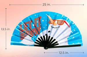 Abanico Plegable Grande de 13 Pulgadas con Estampado de Muñeco de Nieve 'Let It Snow', Varillas de Bambú, Abanico Decorativo para Fiestas, Festivales y Celebraciones - Product Image 2