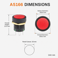 Interrupteurs à bouton-poussoir momentanés TOOWEI 16 mm IP67 étanches 2NO 2NC 2COM 125V 5A