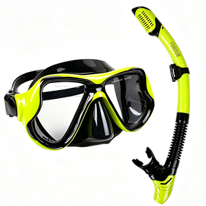 Masque de plongée anti-buée en verre trempé avec tuba à embout sec pour adultes, plongée professionnelle, bleu clair, CE - Product Image 3