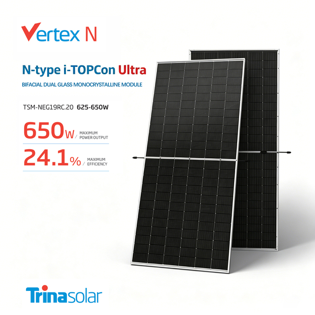 Trina Bifacial Dual Glass Solar Module 640w 645w 650w Half Cell Solar Panel 625w 630w 635w 640w 650w Bifacial TSM-NEG19RC.20