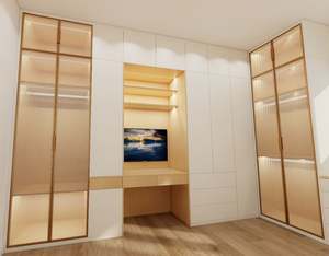 Modern Simple Design Cream Style Flat-Door Combination <b>Wardrobe</b> <b>Storage</b> Cabinet Skin-Feeling Door-to-<b>Top</b> for Bedroom Furniture - Product Image 4
