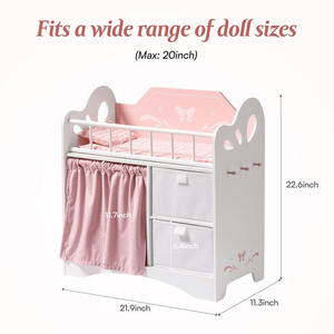 Jouets pour enfants, lit <span class=keywords><strong>de</strong></span> poupée en bois avec rangement et literie, meubles <span class=keywords><strong>de</strong></span> poupée roses pour jeu d'imitation, convient aux poupées jusqu'à 22 pouces, CE CPC - Product Image 3