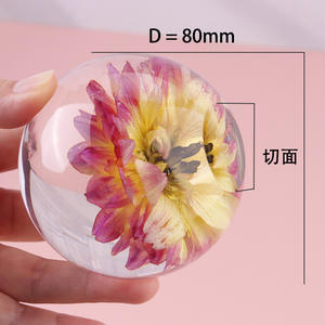 <b>Clear</b> Transparent Acrylic Crystal Decor Ball Ornament with Real Dry Flower Inside Solid <b>Resin</b> Ball - Product Image 3