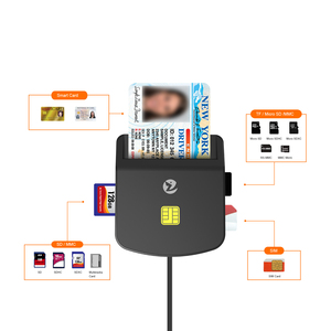 Lector de Tarjetas con Chip Inteligente ZOWEETEK, <span class=keywords><strong>4</strong></span> Ranuras, Compatible con SD, TF, MMC, ATM, EMV, CAC, ID, IC, SIM, SIS, Lector de Tarjetas de Crédito, Lectores de Tarjetas USB - Product Image 1