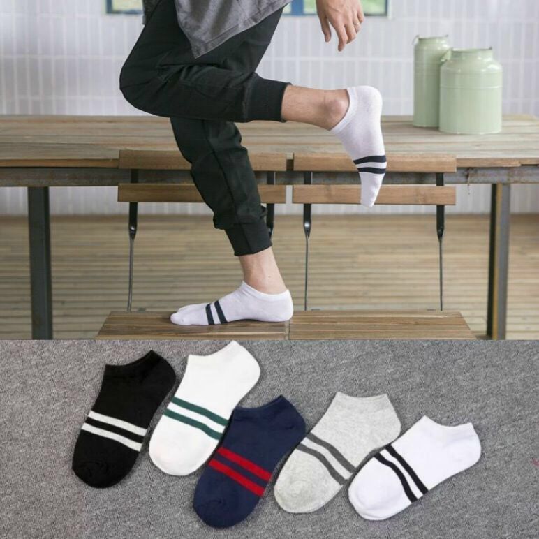 Men's short socks [two stripes]
