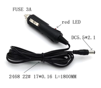 Cable de Alimentación para Encendedor de Cigarrillos de 12 Voltios, Cable de Alimentación para Automóvil, Conector de 2.1 mm de Diámetro, Interruptor de 2 A, Adaptador Macho Aislado de PVC para Automóvil