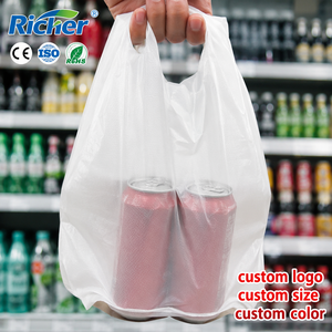Factory Direct PE T-Shirt Grocery <b>Bags</b> Die Cut Handle Disposable Carry Out Bulk Container Load Retail Chain Supply - Product Image 6
