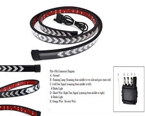 Barra de luces de tira flexible LED de 12V, doble fila <span class=keywords><strong>roja</strong></span> de 60 pulgadas para freno de camión de coche, señal de giro inversa OEM CE ROHS para bolsa de camión de coche - Product Image 2