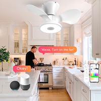 Ventilateur de plafond en plastique de 24 pouces avec lumière, mini haut-parleur RGB scandinave, commande vocale Wi-Fi, moteur DC pour chambre d'enfant, OEM ODM
