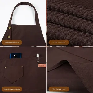 Grembiule da Cucina in Tela con Logo Stampato per Caffè e Ristoranti, Comodo e Adatto per Uniformi del Personale, con Fibbia in Metallo e Design Regolabile - Product Image 2