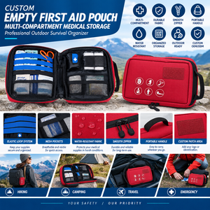 Pochette de premiers secours vide personnalisée, rangement médical multi-compartiments, organisateur de survie professionnel pour l'extérieur - Product Image 1