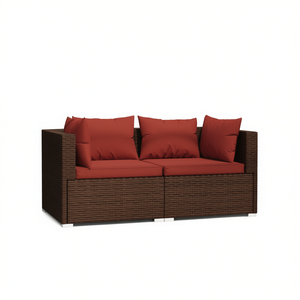 Divanetto da Esterno in Polyrattan Marrone a 2 Posti, Arredamento da Giardino Durevole dal Design Contemporaneo - Product Image 1