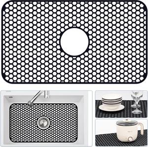 Tapis <span class=keywords><strong>de</strong></span> protection en silicone pour évier <span class=keywords><strong>de</strong></span> cuisine, grille antidérapante et résistante à la chaleur pour le <span class=keywords><strong>fond</strong></span> central <span class=keywords><strong>de</strong></span> l'évier, gris, pour style ferme - Product Image 1