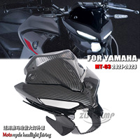 Convient pour Yamaha Mt-03 2021-2023 ; Cache de protection de phare avec motif en fibre de carbone et carénage avant de moto