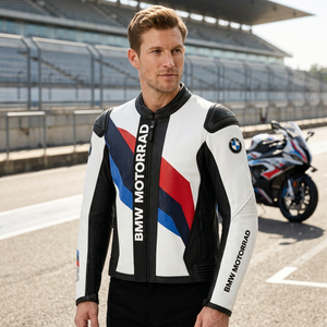 เสื้อแจ็คเก็ตมอเตอร์ไซค์หนังพิมพ์ลายแบบรีดร้อน 220 กรัม แบรนด์สั่งทำพิเศษ แขนยาว กันลม ใส่ได้ทั้งฤดูร้อน สำหรับผู้ชาย - Product Image 3