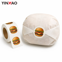 Autocollants personnalisés Yingao en rouleau, imperméables, pour emballage de hamburgers, autocollants en vinyle pour emballage de restauration rapide, autocollants adhésifs pour boîte à hamburgers, autocollants de marque