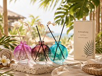Bouteille diffuseur de parfum en verre rond vide de 150 ml, avec bouchon en liège, pour aromathérapie domestique et décoration parfumée d'intérieur