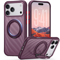 Coques magnétiques givrées hybrides PC TPU avec support rotatif pour iPhone 18 17 Pro Max, antichoc avec coins surélevés