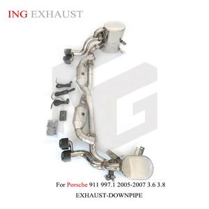 Tubi di Scarico ING per <span class=keywords><strong>Porsche</strong></span> 911 <span class=keywords><strong>997</strong></span> 3.6 3.8 Carrera Targa 4 4S 2005-2007 Scarico in Acciaio Inox con Valvole Accessori Auto - Product Image 6