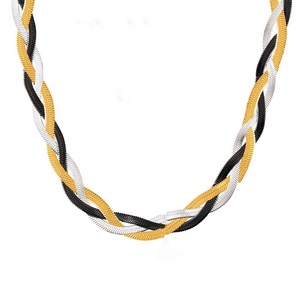 เครื่องประดับแฟชั่นสไตล์ INS หรูหราชุบทอง18K สร้อยคองูรูปร่างถัก - Product Image 1