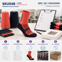 Chaussettes de course athlétiques à blocs de couleurs pour équipes, marque privée avec contrôle qualité et spécifications