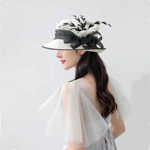 Chapellerie Église Chapeaux Tea Party <span class=keywords><strong>Chapeau</strong></span> Kentucky Derby Bucket Fascinator Lady Short Brim Sinamay Chapeaux - Product Image 6