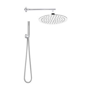 Kit de cabezal de ducha redondo delgado de primera línea, cromo pulido, 40 cm de largo, 27 cm de ancho, juego de accesorios para baño - Product Image 1