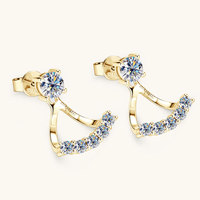Boucles d'oreilles uniques plaquées or avec moissanite, bijoux 5 mm 0,5 ct, clous d'oreilles pour homme, devant et dos, fiançailles, cadeau de la Saint-Valentin