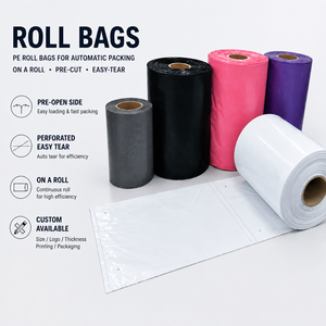 ถุงพลาสติก LDPE แบบม้วนสำเร็จรูป ปรับขนาดได้ สำหรับบรรจุภัณฑ์ ของขวัญ จัดส่ง พิมพ์กราเวียร์ บรรจุภัณฑ์แบบพลาสติกขึ้นรูป - Product Image 1