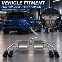 Sistem Knalpot untuk VW GOLF R MK7 MK7.5 dengan Ujung Knalpot Hitam dengan ADAPTOR KATUP OEM