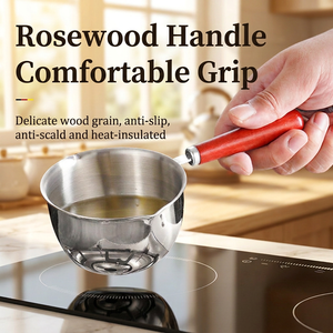 304 Stainless Steel Hot Oil Pan with Wood Handle, 150/300ml, Saucepan for Induction/Gas Cooking, for Home & Kitchen Gadgets - Product Image 4