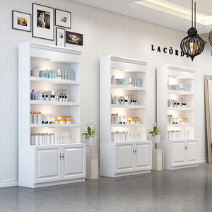 White Cosmetic <b>Display</b> Rack Floor Standing Retail Shelving Cabinet Beauty Store Merchandising <b>Unit</b> - Product Image 1