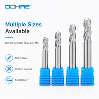 DOHRE Fraise à queue sphérique en carbure monobloc à 2 dents non revêtue de 16 mm pour le fraisage de l'aluminium