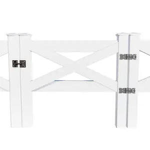 PVC-Kreuz-Stil Pfosten und Schienenzaun Tor