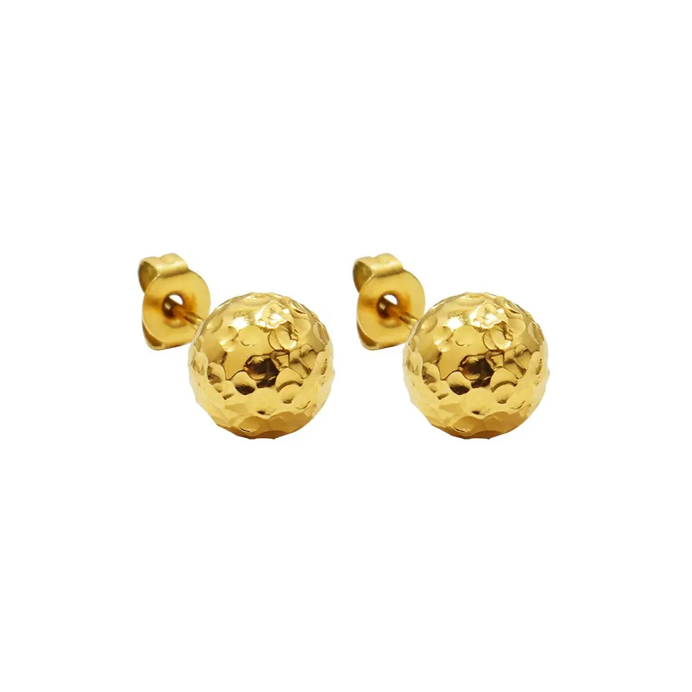 Orecchini da pickleball con borchie a sfera in oro placcato oro 18 carati francesi alla moda