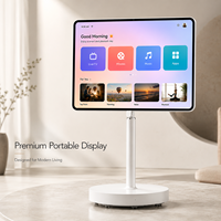 Pantalla Táctil Móvil con Base Rodante, Monitor de TV Inteligente Portátil para el Hogar, Oficina, Fitness y Entretenimiento