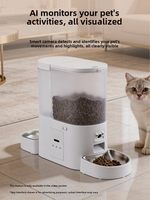 Distributeur automatique intelligent d'aliments et d'eau pour animaux de compagnie Elecpet avec caméra, contrôle par application, 2-en-1, bol en acier inoxydable, anti-fuite, pour chats