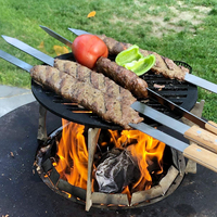 Brochettes de barbecue personnalisées de 23 pouces en acier inoxydable avec manche en bois Brochettes de Kabob Bâtonnets de grillade plats Lot de 7 avec sac