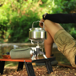 Tetera de acero inoxidable de doble asa de 900ml y 1300ml para camping al aire libre, para preparar té y hervir agua. - Product Image 2